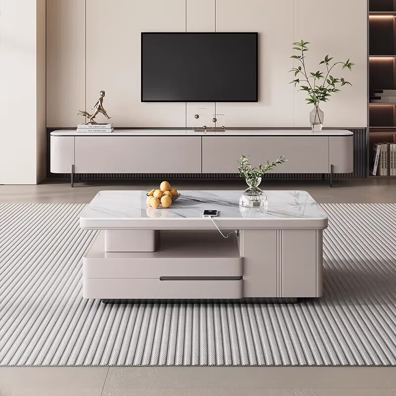 Deting living room coffee table with kettle integrated microcrystalline stone stretching dual-purpose Kung Fu tea table home coffee table TV cabinet 1.2 meters telescopic coffee table tea style fully equipped