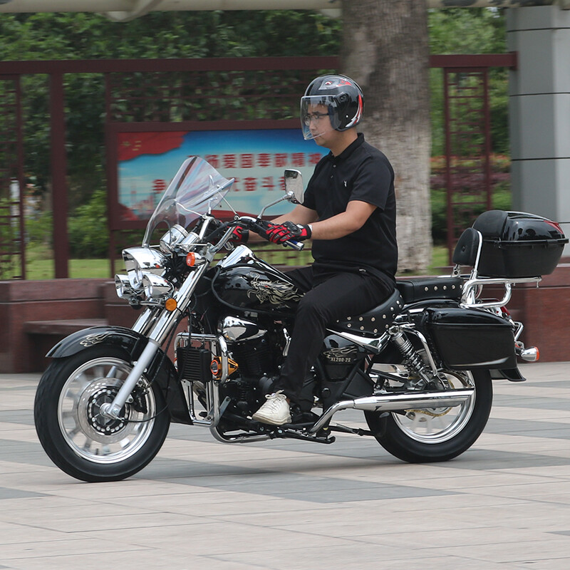 Storm Prince Motorcycle Prince Heavy Duty Motorcycle Can Be Licensed 200 Long Distance Rider Motorcycle Avenue Glider Retro Street Car Rebel Bright Black Brand New 200 Air Cooling + Disc Brakes + Side Bags + 15 Upgrades