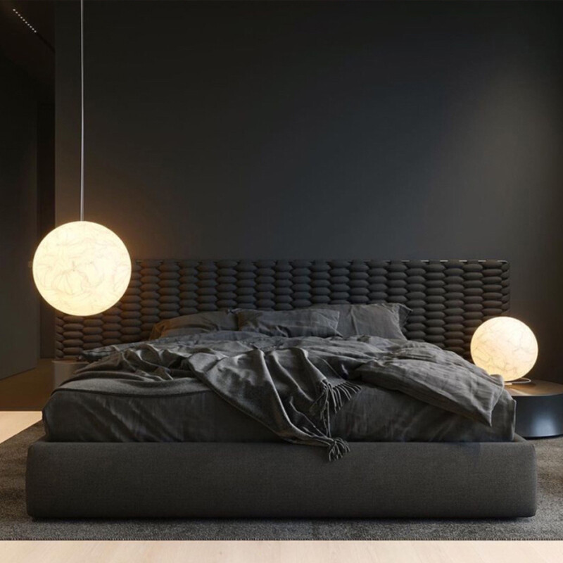 No bedside bed frame, backless bed, minimalist headless bed, fabric bed, fabric bed, black Japanese tatami large bed, no bedside bed frame, backless bed, headless bed + latex mattress, 1500mm*2000mm assembled box bed