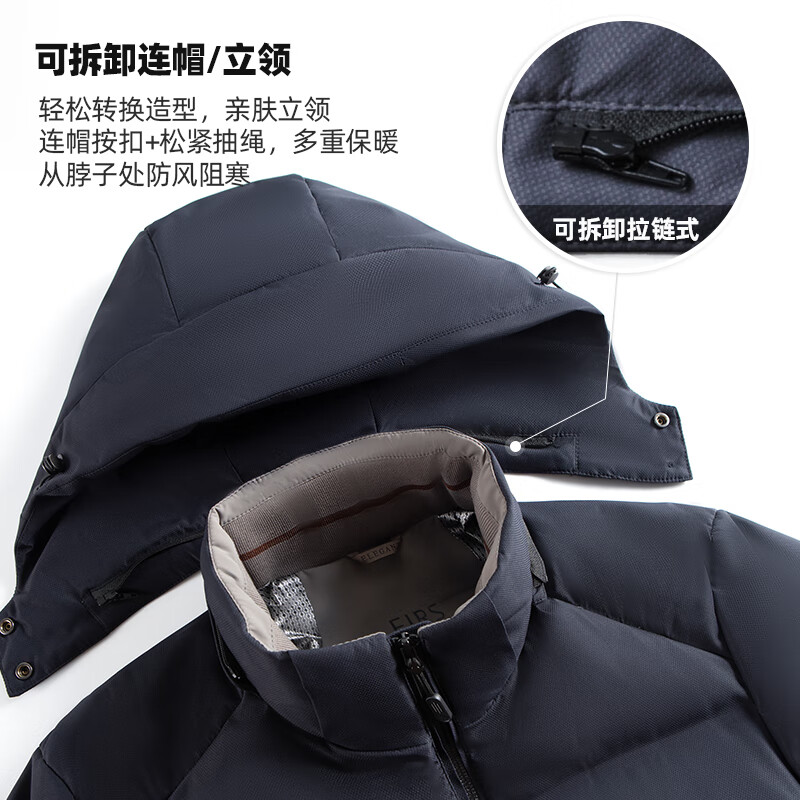 Shanshan 90 goose down New Year's down jacket men's winter short hooded removable thickened warm anti-drilling velvet casual jacket