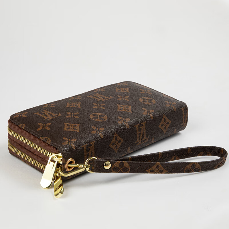 Kuqi Kangaroo Brand Wallet Women's Chinese Valentine's Day 2024 Printed Large Capacity Temperament Double Zipper Women's Long Wallet Wallet Clutch Brown