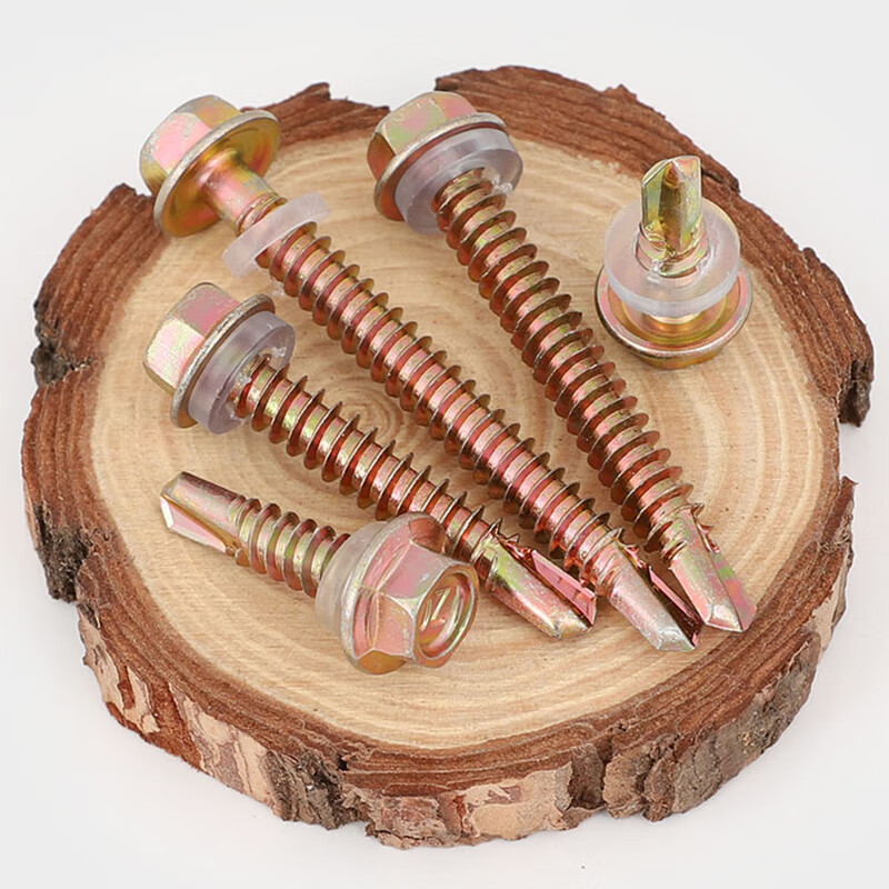 Bingneng external hexagonal drill tail self-tapping screws color steel tile dovetail screws color zinc self-tapping self-drilling screws tapping iron sheet steel M4.8*150 10 pieces