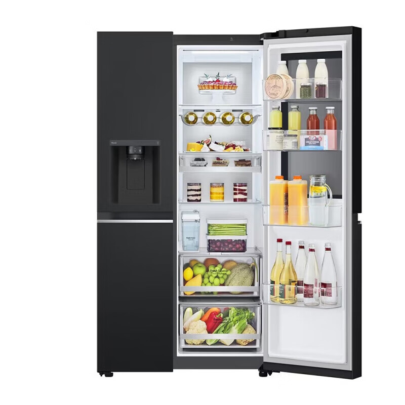 LG fully automatic ice making refrigerator 635L large capacity knock-on refrigerator automatic ice making machine household double-door living room ice bar S653MWW87D twilight black S653MEP87D