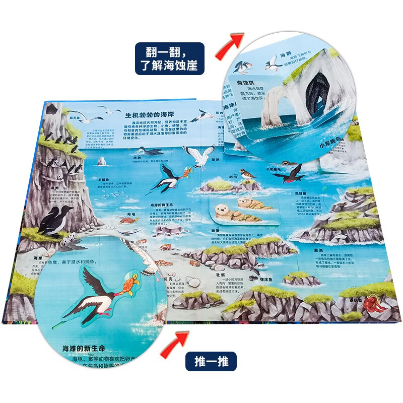 Children's enlightenment popular science pop-up book <Big Earth> <Big Space> <Big Ocean> 3D three-dimensional flip book encyclopedia series children's book to understand the earth, oceans and travel in space 3-6 years old