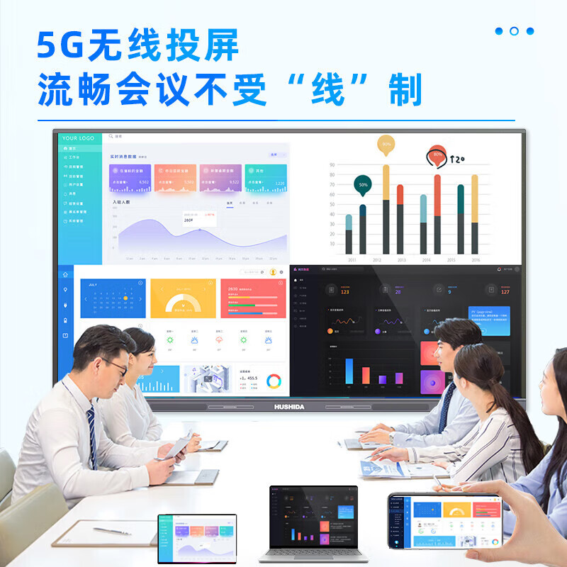 Hushida smart conference tablet all-in-one touch touch teaching and training TV electronic whiteboard 4k anti-glare video conferencing large screen 110-inch Android + Windows i7