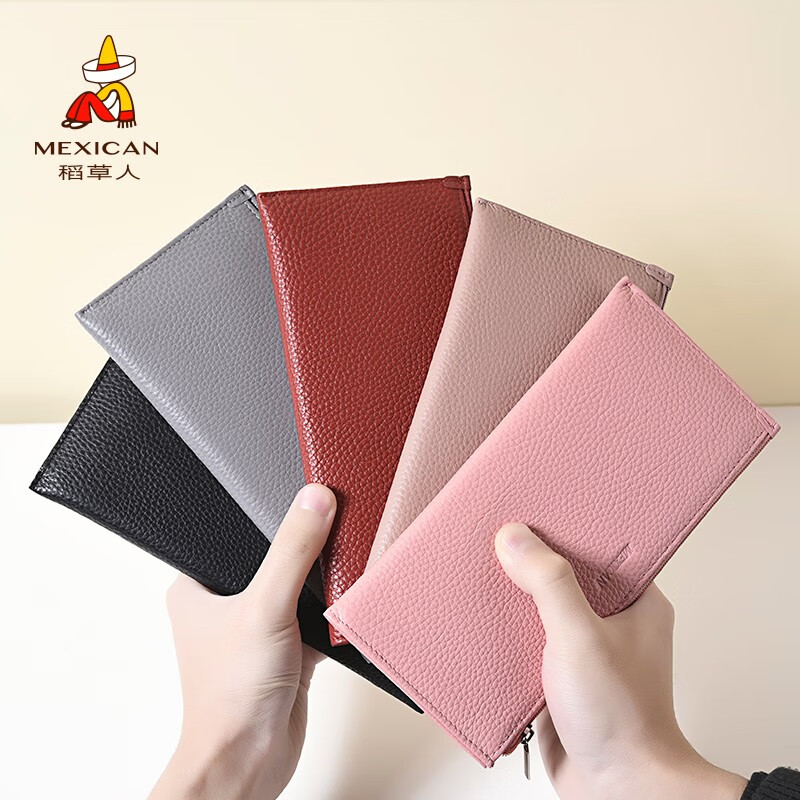 Scarecrow Women's Long Wallet Women's Genuine Leather New Fashion Simple Thin Cowhide Clutch Small Clutch Small Wallet Card Bag Black