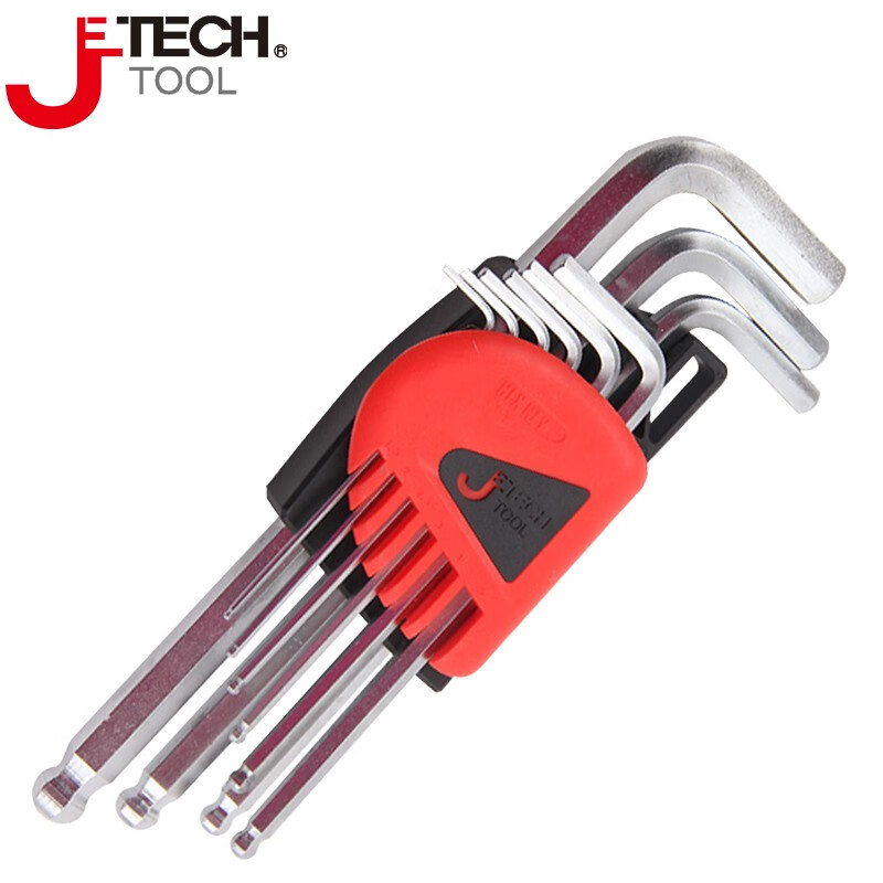 JETECH hexagonal wrench set, hexagonal screwdriver set, ball head hexagonal key, hexagonal set, hardened metric hexagonal wrench, BL-C9 chrome-plated special length, 9 pieces