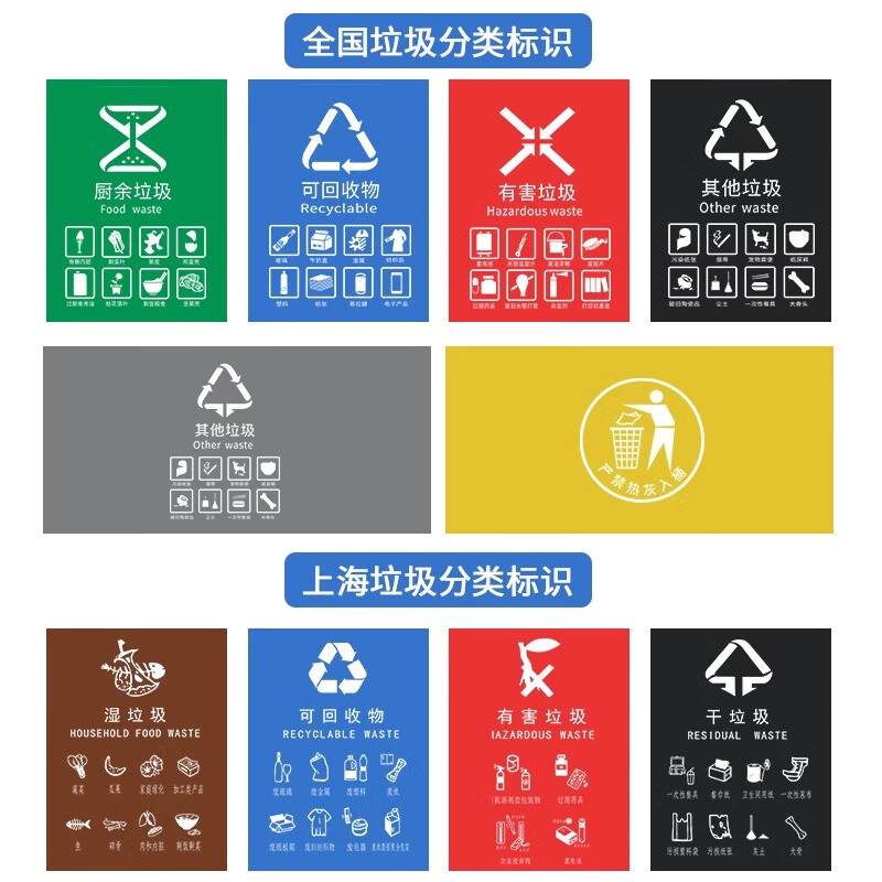 Kai Tak outdoor classification trash can with lid thickened commercial large size property area outdoor sanitation large trash can kitchen catering food waste hotel office space black other garbage 80L wheeled version 45*50*75cm