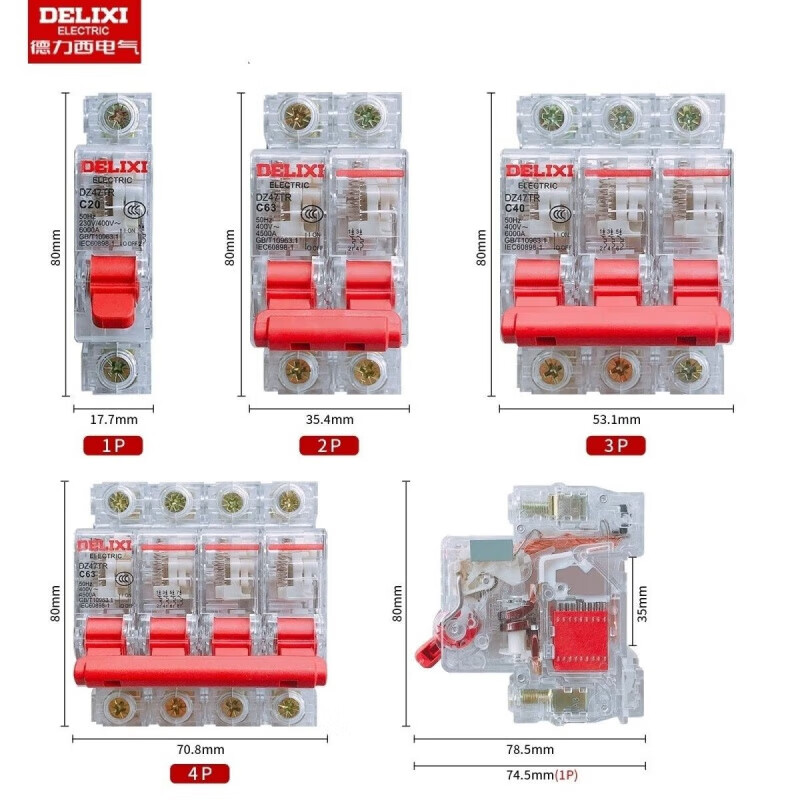 Leakage switch DZ47LE/DZ47TRLE 1P+N/2P/3P/3P+N/4P transparent circuit breaker 2P circuit breaker 32A