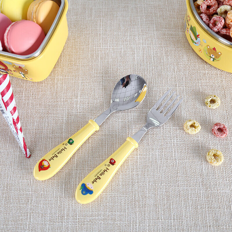 LOCK&LOCK children's fork and spoon set imported stainless steel elementary school tableware, universal for boys and girls, 2-piece fork and spoon set
