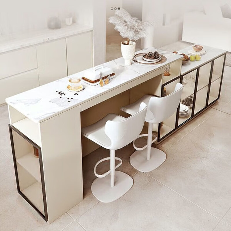 GUISENBAO Bar Table Rotating Sideboard Integrated Multifunctional Storage Wine Cabinet Partition Cabinet Modern Light Luxury Style Open Back Cabinet DD1 Cabinet White/Beige Available Slate Countertop