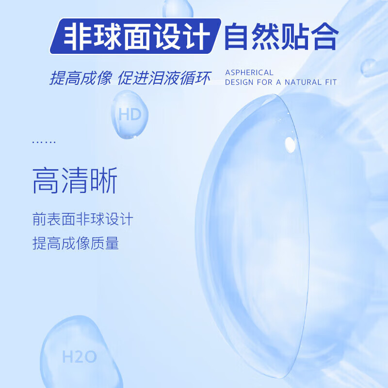 Haichang H2O half-year disposable contact lenses, 2 pieces, clear myopia glasses, hydrating and comfortable, 500 degrees
