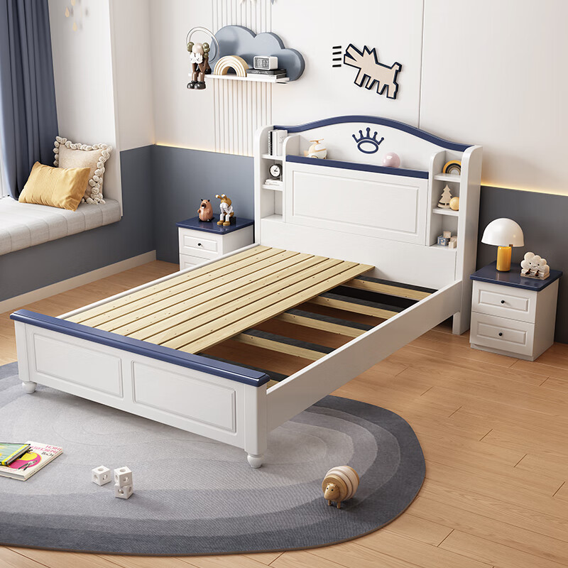 Natural Bear Solid Wood Children's Bed Boys and Girls Single Bed Light Luxury Teenage Student Princess Bed Modern Simple Solid Wood Bed Solid Wood Single Bed (Color Remarks) 1.5*2.0 Frame Structure