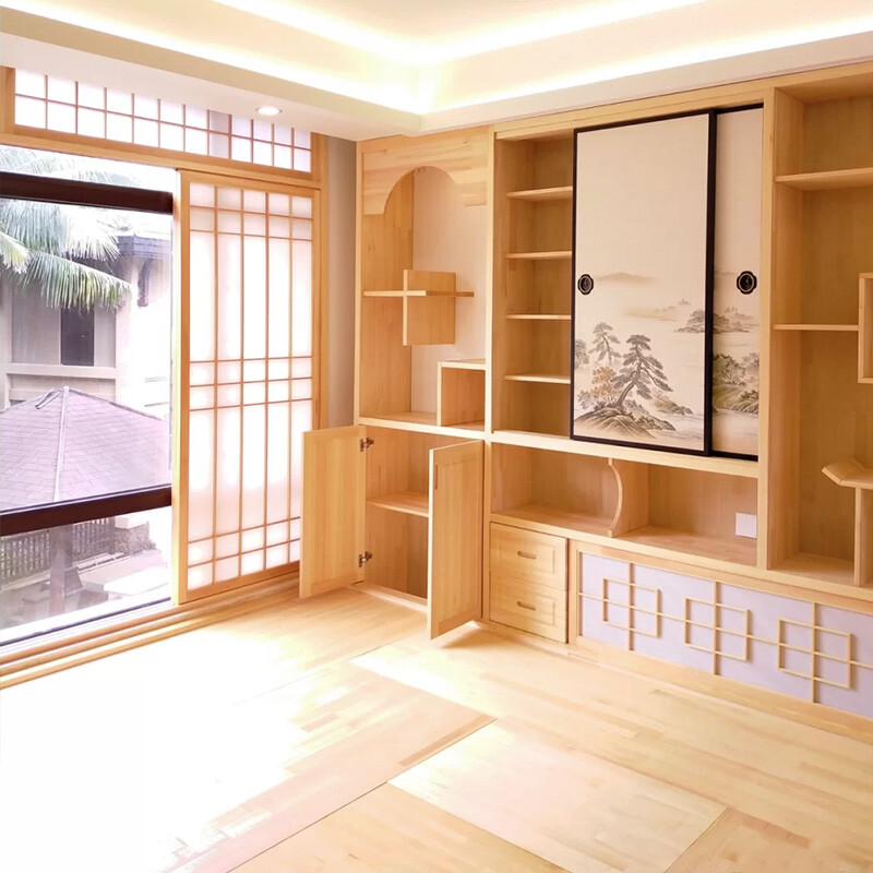Oshima Yuda Beijing-Tianjin-Hebei tatami customized solid wood whole house customized integrated bed wardrobe integrated bookshelf small apartment stepping rice floor simple modern integrated tatami bed Pinus sylvestris plug board/square meter