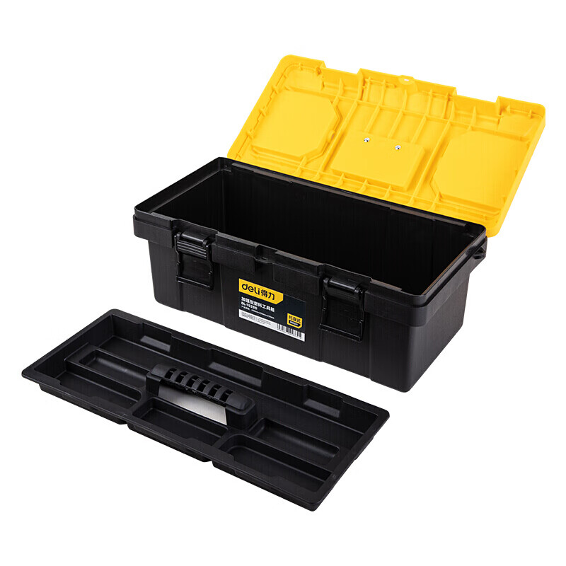 Deli household hardware tool box empty large art storage box electrician repair small parts tool storage box portable 20-inch reinforced tool box DL432620