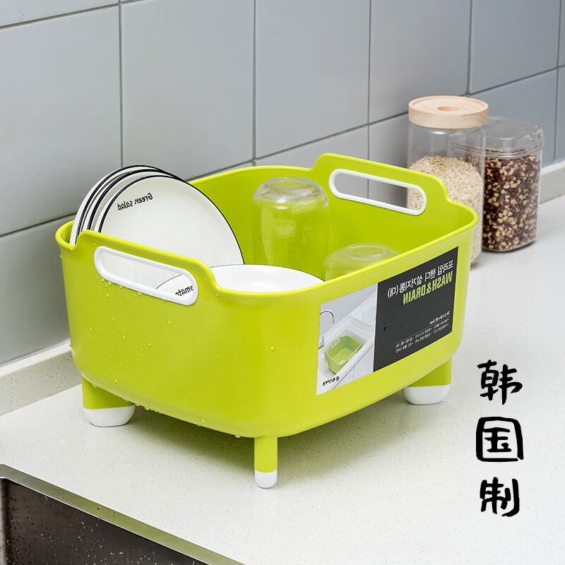 Home KATEI STORY Korean imported plastic sink fruit and vegetable basket kitchen mobile sink sink with handle drain basket green