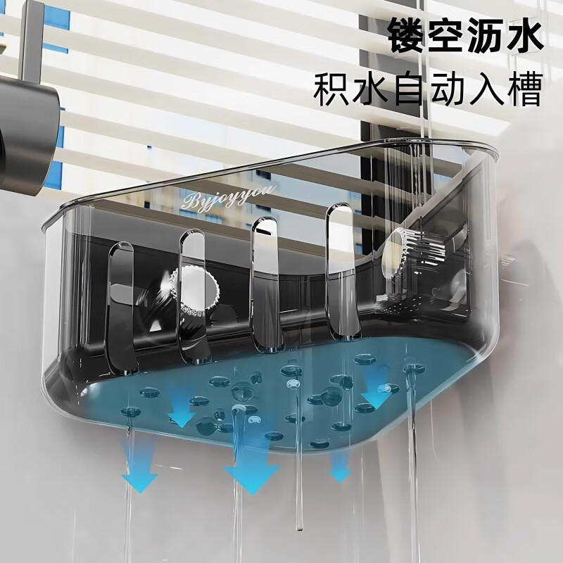 Best Cube Corner Sink Suction Cup Storage Rack Sponge Kitchen Sink Rag Drain Rack Wall-mounted Multi-Function Storage Basket Transparent Gray Silver 1 Pack