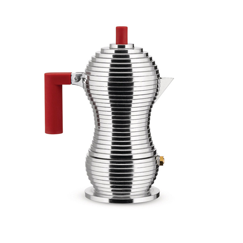 Alessi Moka Pot Chicken Pot Italian Coffee Pot Outdoor Pulcina Red Handle (3 cups)