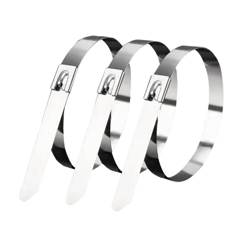 Jiuqiangu self-locking 304 stainless steel cable ties, corrosion-resistant, high and low temperature resistant metal industrial cable ties, garden outdoor binding cable ties, non-slip fixed cables 4.6x400mm, 50 pieces