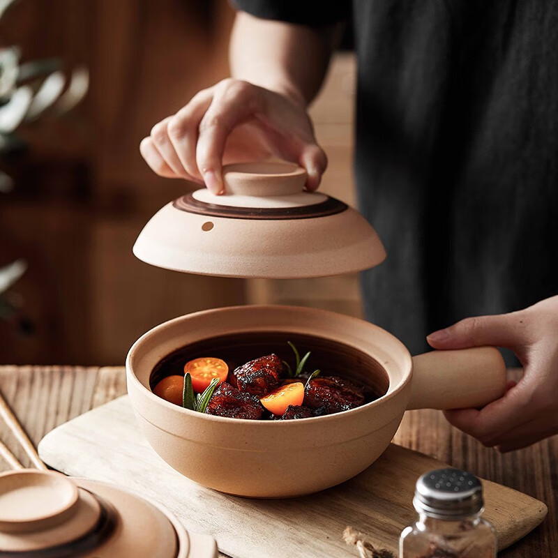 Bowei (BW) ceramic casserole clay pot rice household small casserole gas stove open flame special single handle anti-scalding 1.15L large size