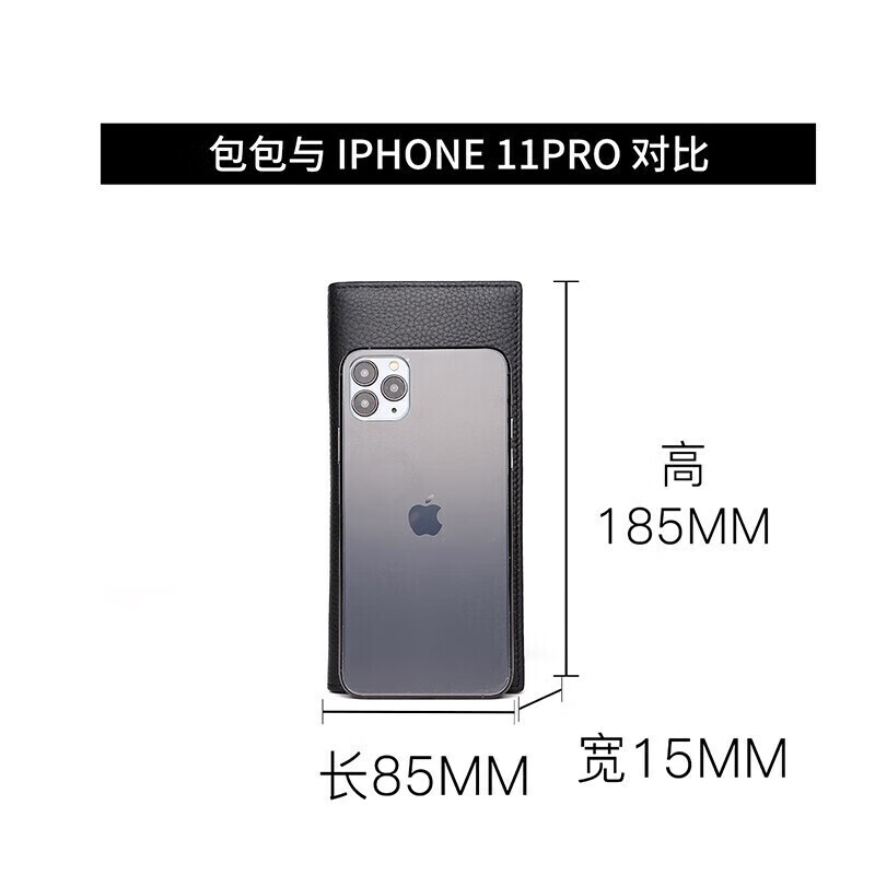 Crocodile shirt New Year's gift first layer cowhide simple women's long wallet bee folding ticket holder girl's birthday black