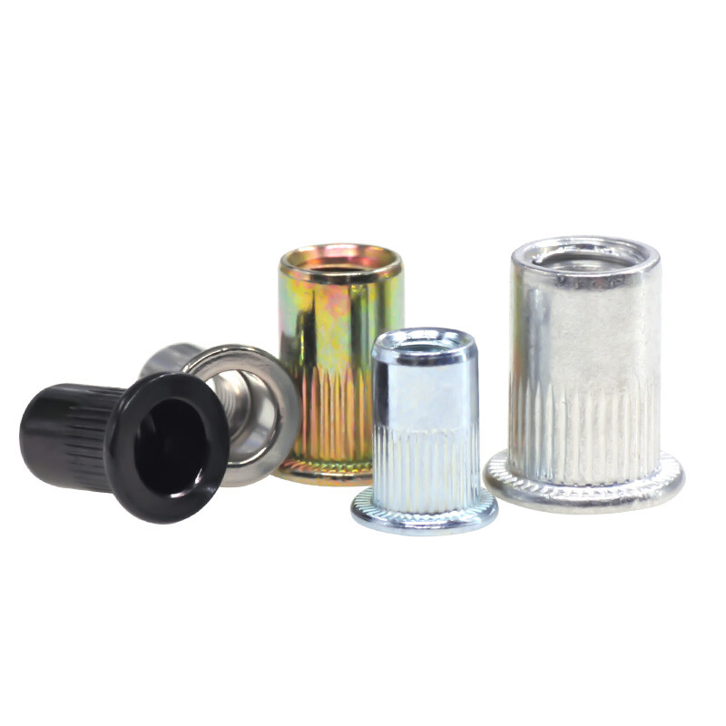 Feide large side vertical stripe rivet nut 304 stainless steel large side aluminum alloy cylindrical pull cap nut M3-M12 M6 stainless steel 304 (50 pieces)