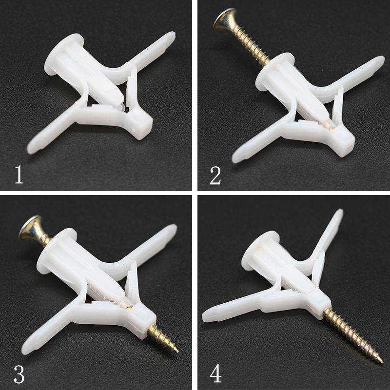 Fubang aircraft expansion tube gypsum board expansion tube plastic expansion plug butterfly type hollow brick expansion screw self-tapping expansion plug rubber plug aircraft expansion + hook 10 sets with drill bit