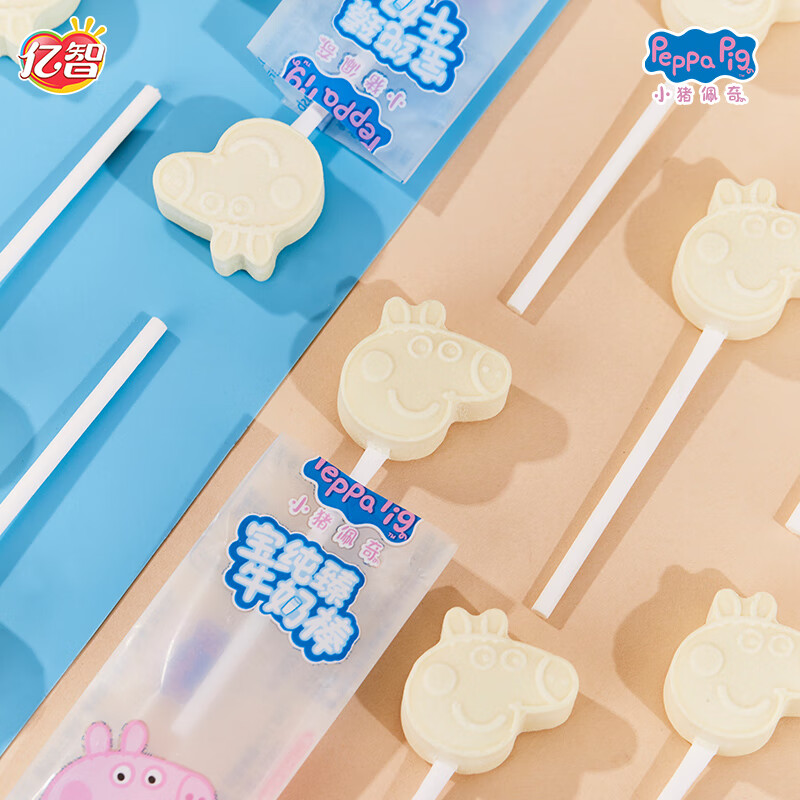 Yizhi 60g Peppa Pig Sugar-free Milk Lollipop Candy Children's Snacks Containing Calcium Prebiotic Halloween Gift Total 2 Bags 60g Milk Lollipop