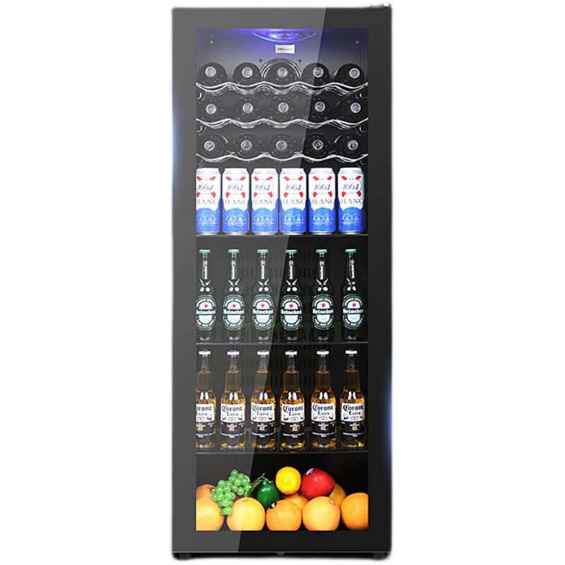 Chigo 118258L ice bar small refrigerator small home living room office tea preservation refrigerated beverage wine cabinet 198 liters refrigeration + micro-freezing + LED light + double-layer tempered glass