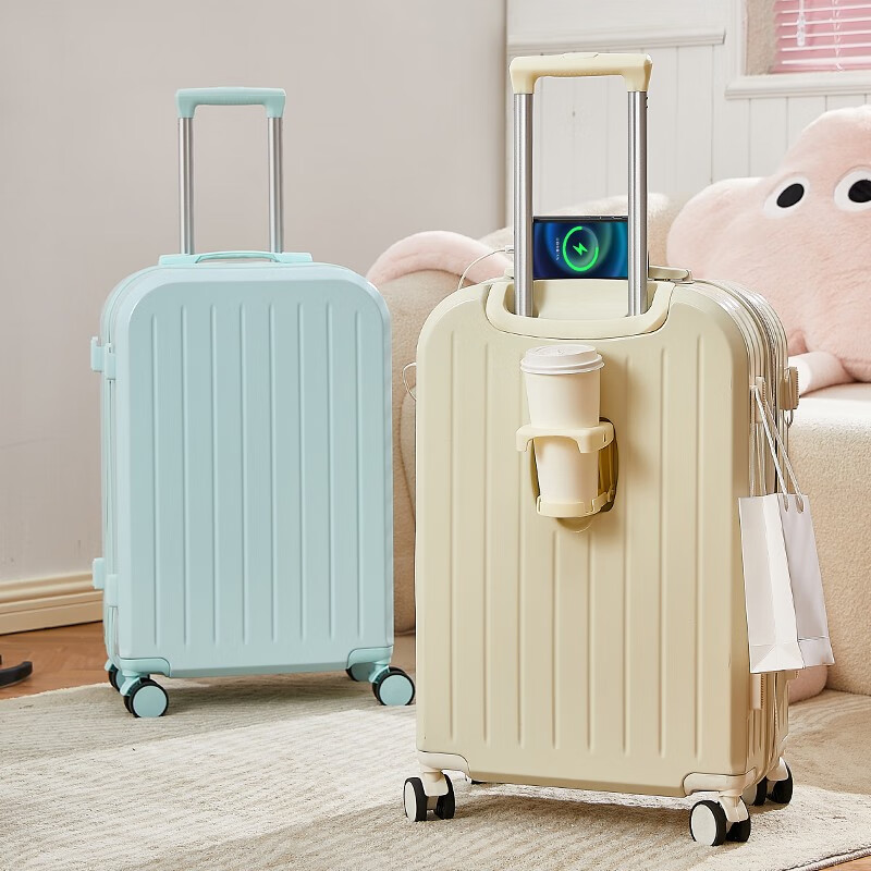 Kangaroo (KANGAROO) multifunctional suitcase for men and women, good-looking, strong and durable, student travel universal wheel trolley case, password lock suitcase, milky white, multifunctional, thickened and anti-fall, 20-inch boarding case