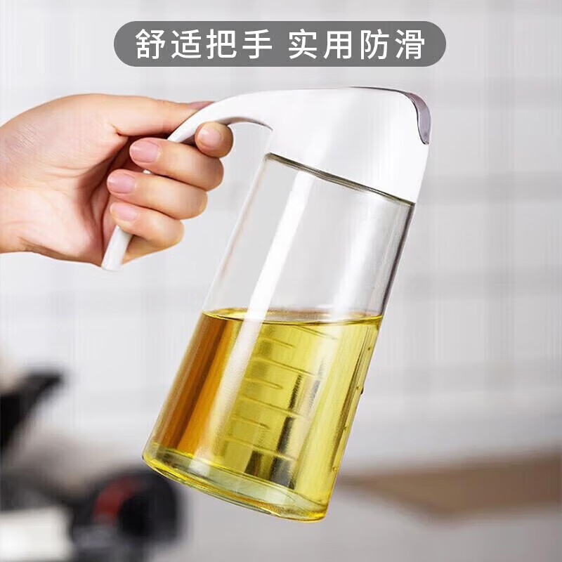 Iron helper Japanese-style glass oil pot for filling and pouring oil, leak-proof kitchen household automatic opening and closing large-capacity soy sauce and vinegar oil bottle 630ML glass oil pot-single pack