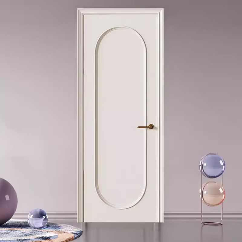 Solid wood door, bedroom door, French cream style painted door, silent interior door, retro door, white solid wood composite door, solid wood composite, custom-made, pre-payment