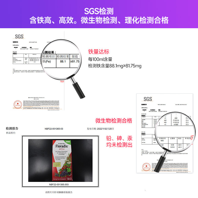 FLORADIXSalus German Salus Iron Supplement Iron Supplement for Postpartum Pregnant Women Deficient in Iron, Replenishing Qi and Blood to Improve Anemia and Lactation Classic Red Version Iron Supplement Oral Liquid 500ml*2 Bottles*1