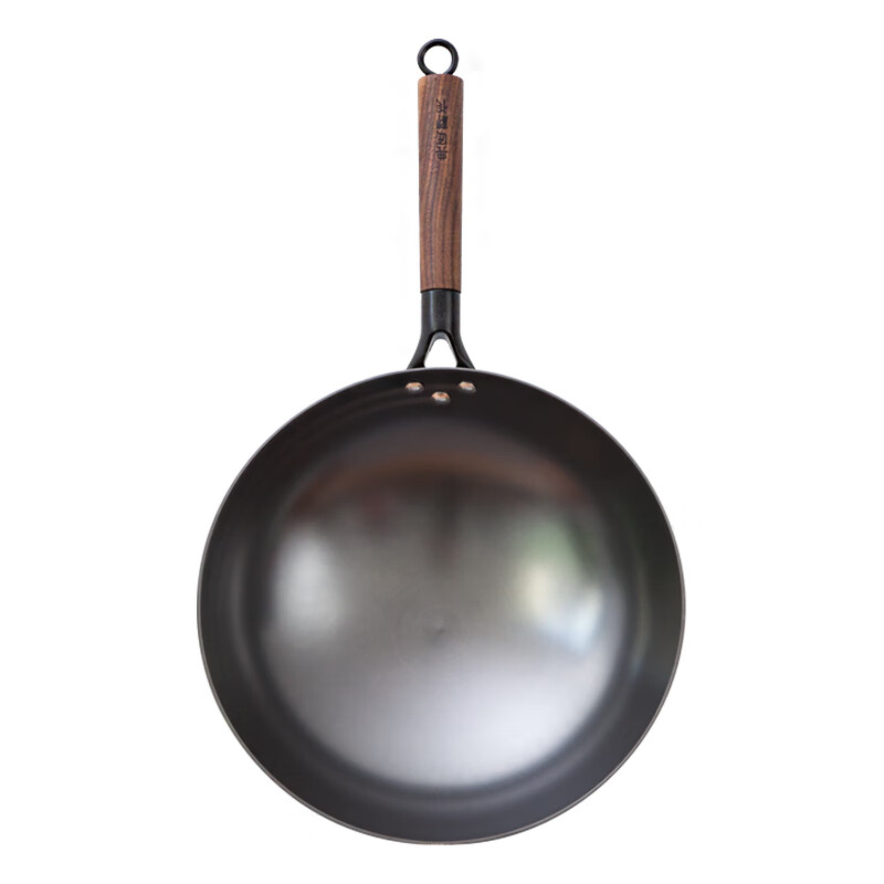 Dianjiang cast iron round bottom wok 32cm old-fashioned cast iron pot household cooking pot 32cm uncoated, lightweight and not easy to rust