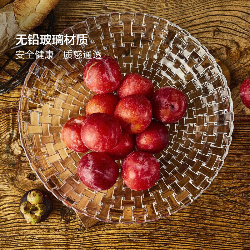 Green apple New Year gift crystal glass Loth series glass thickened fruit plate large size 32cm 12.5 inches