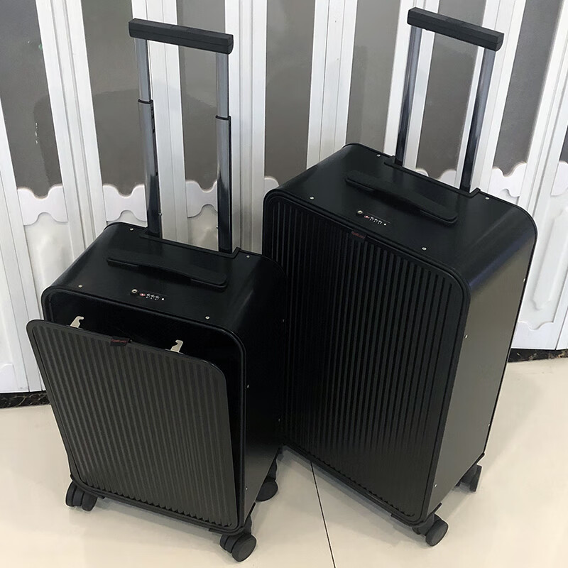 Yuemeng front-opening boarding case all-aluminum magnesium alloy business travel suitcase 20 side-opening trolley case for men and women silver glossy 20 inches - can hold 15-16 inch computers - can be boarded