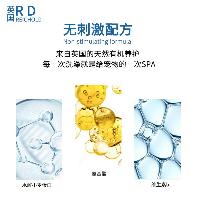 REICHOLD British Cat Smooth Shampoo 500ml Adult and Kitten Antibacterial Hypoallergenic Fluffy Hair Beauty Pet Shower Gel