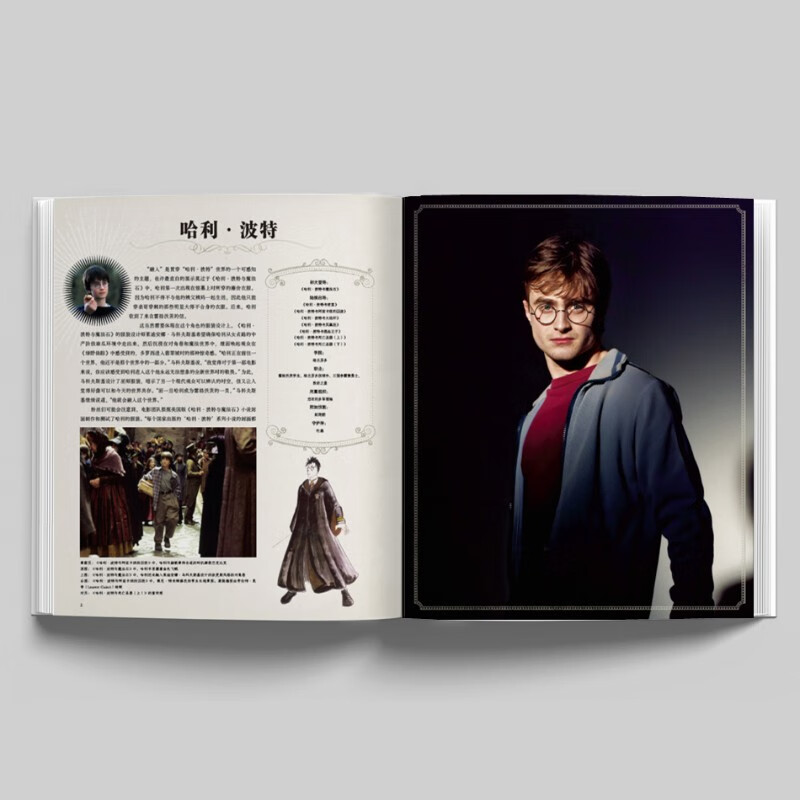 Free posters + booklets + bookmarks + postcards + stickers Harry Potter analysis of character settings Officially authorized by Warner Classic settings 8 movies + 55 characters + over 500 exquisite pictures