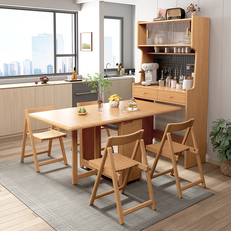 Senneng solid wood sideboard dining table integrated wall storage cabinet wine cabinet modern simple storage cabinet kitchen with dining table side cabinet 87CM sideboard