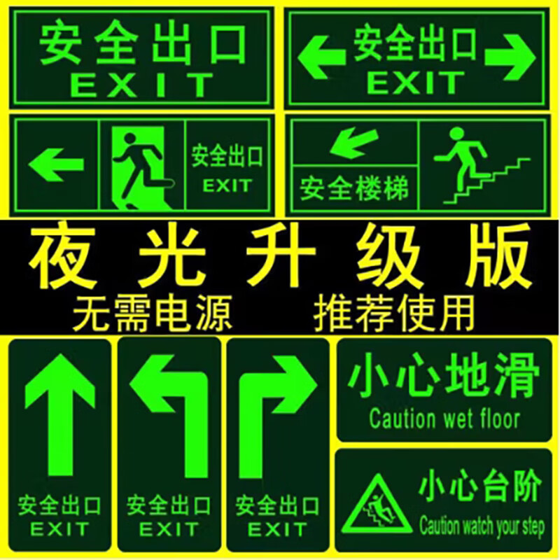 Cheetah Lion Safety Exit Go Direct Luminous Floor Sticker Warning Channel Evacuation Sign Floor Sticker (Set of 5) 295*147mm