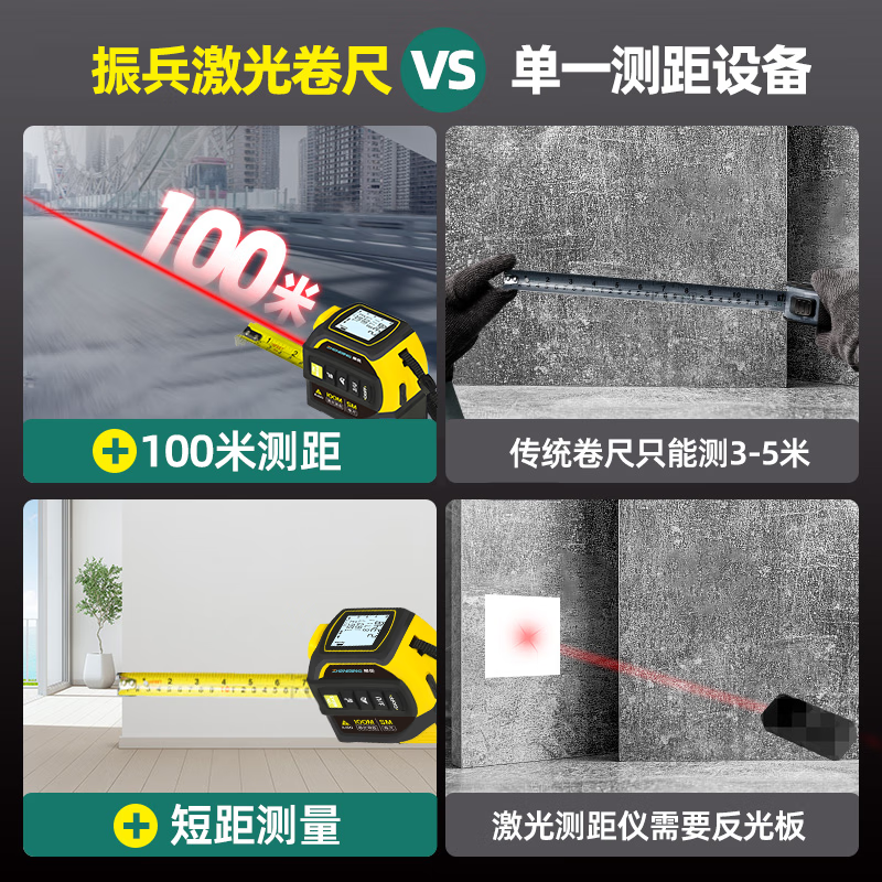 Ou Xiaojiang three-in-one smart laser tape measure infrared high-precision electronic ruler industrial-grade screen display laser cross room measuring instrument 40-meter laser + CAD Bluetooth drawing + second-generation laser cross + 5-meter tape measure + lithium battery angle