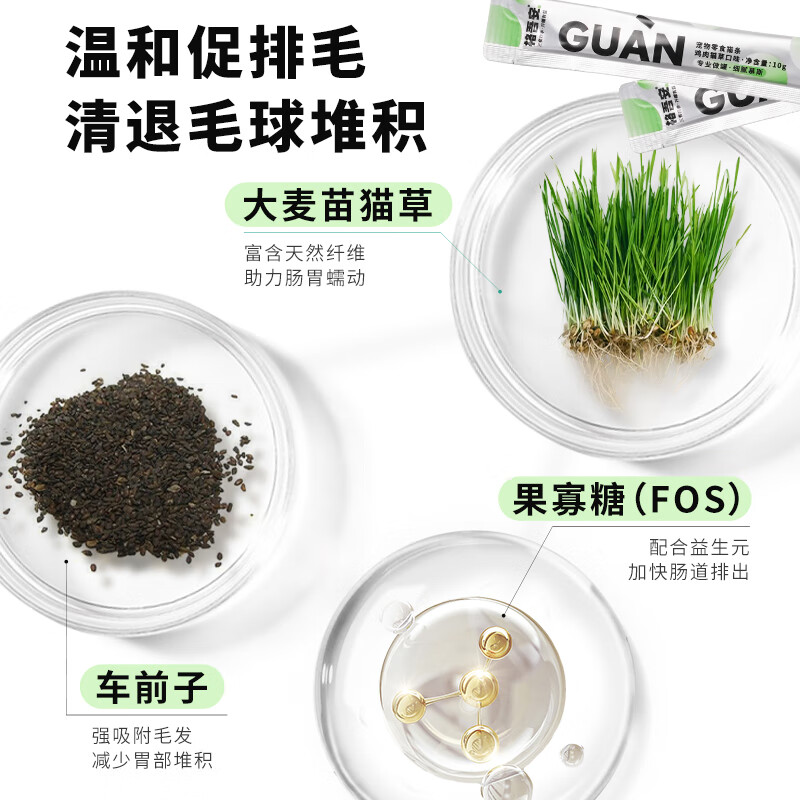 Gewu'an snacks cat strips small An strips fresh meat mousse for hair removal, hair cleaning, tooth cleaning and diuresis mixed flavor barrel 10g*16 pieces