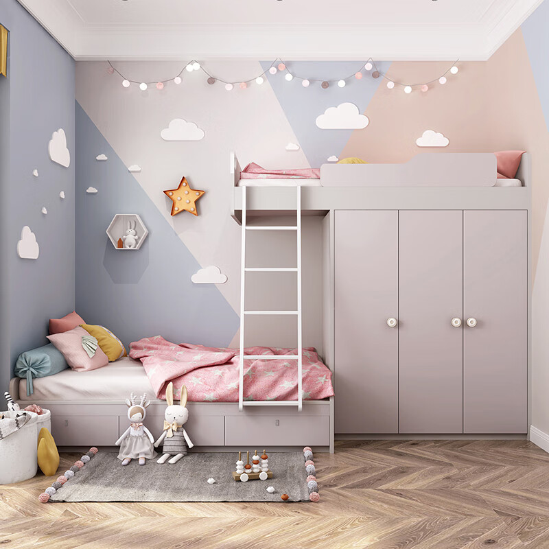 Sofia customized tatami staggered bunk bed integrated bed with desk bookshelf small apartment multi-functional storage bed membership bonus (verified in store)