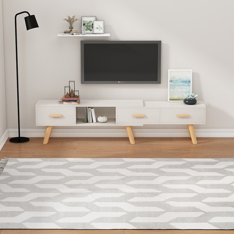 Coolin TV cabinet simple Nordic small apartment living room bedroom storage furniture retractable TV cabinet warm white