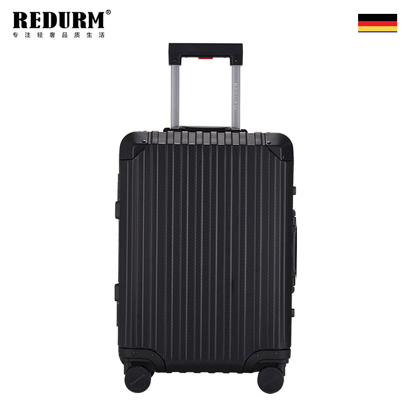 REDURM all-aluminum-magnesium alloy large-capacity suitcase, lightweight boarding suitcase, business trip trolley case, high-looking steel gun color - flagship 3D pattern scratch-resistant and wear-resistant hard case 20 inches - boarding-ready