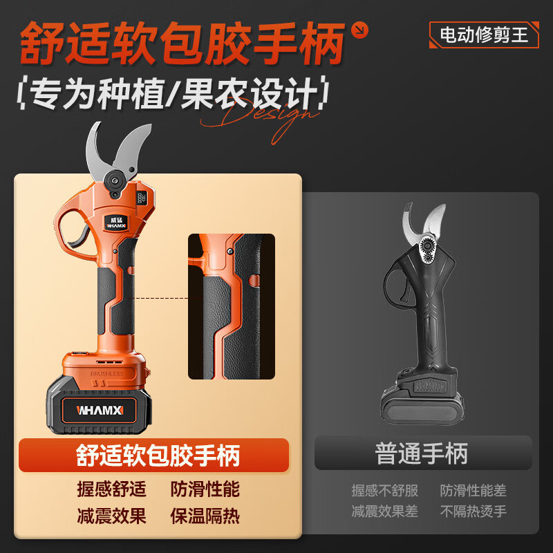 Powerful Brushless Electric Scissors New Gardening Lithium-Based Rechargeable Pruning Branch Pruning Shears Fruit Tree Scissors Electric Agricultural Tools Wind Blade Brushless Digital Display Ten Sections Two Batteries Opening 5.5CM