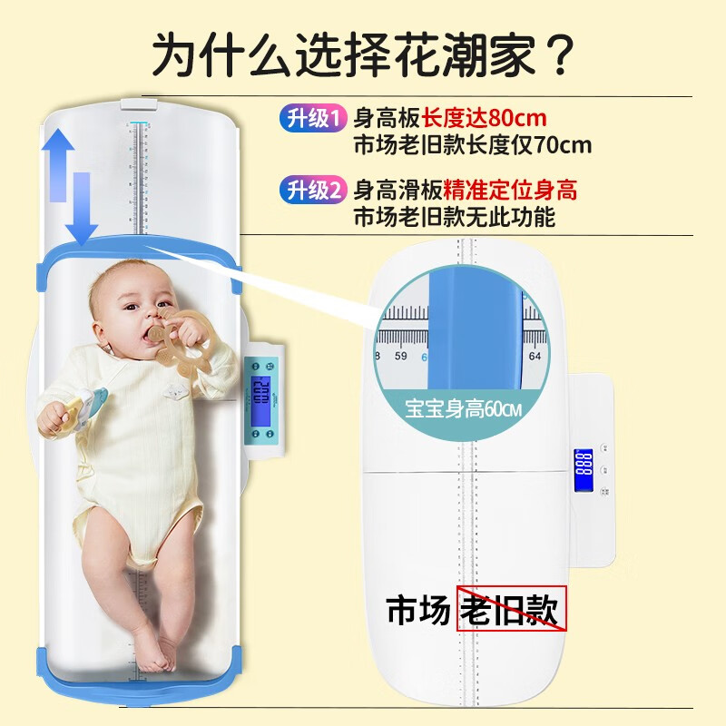 Huachao (HC) baby high-precision weight scale maternal and infant electronic scale newborn child height baby scale home gift Vibrant Blue