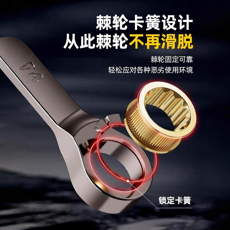 Shengda ratchet wrench dual-purpose automatic two-way wrench set quick pull double-headed open plum blossom wrench tool household 14mm