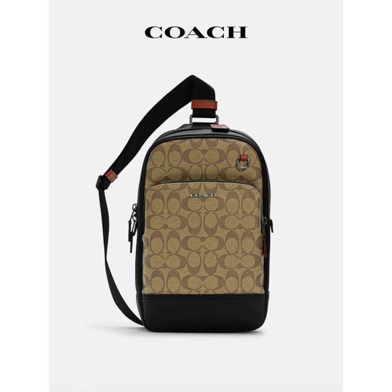 COACHCOACH/Coach men's chest bag travel bag stylish casual shoulder crossbody backpack mini black presbyopic CL412 QBMI5