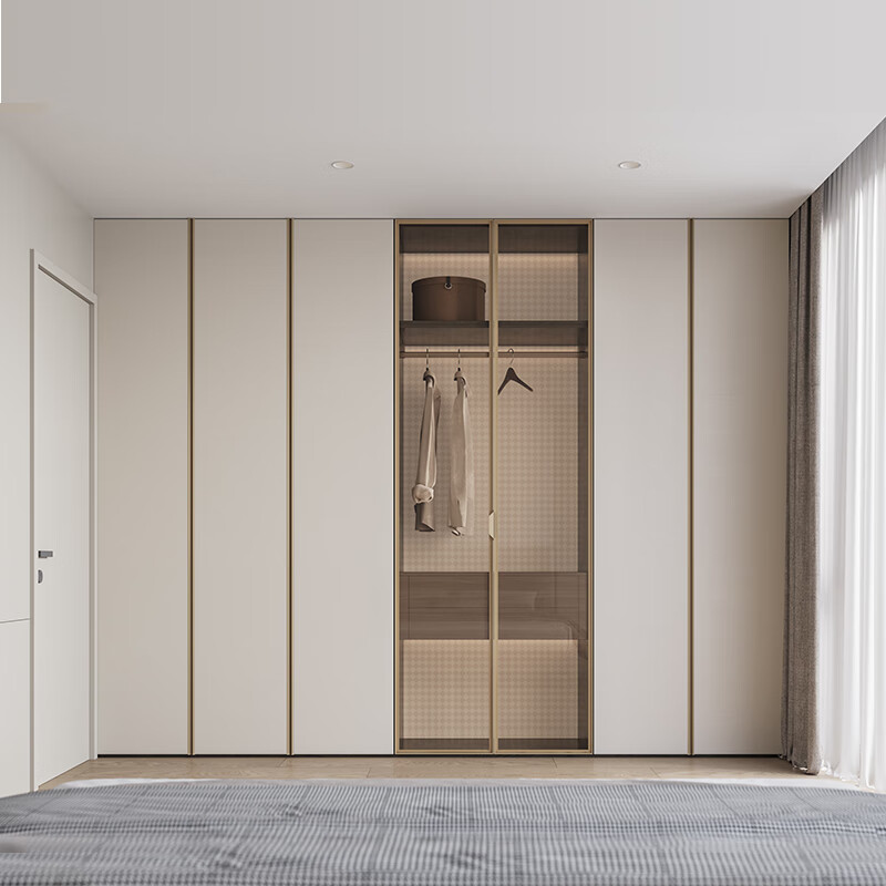 Quanyou (QUANU) whole house custom-made walk-in wardrobe, bedroom fully equipped cloakroom, open storage cabinet furniture, Poly Eco Board 10 customized cabinets (calculated based on projected area)